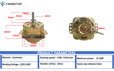 Motor de extractor de 6614 mm para extractor de baño de cocina de 10 pulgadas