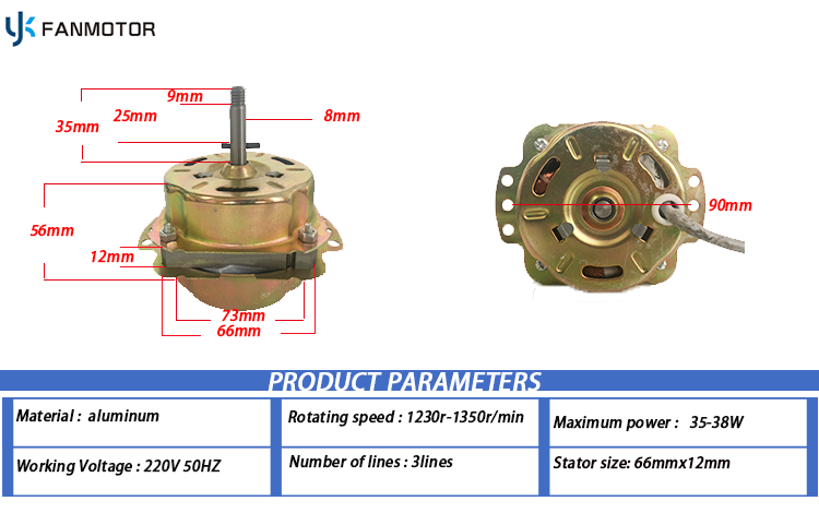 Motor de extractor de 6614 mm para extractor de baño de cocina de 10 pulgadas
